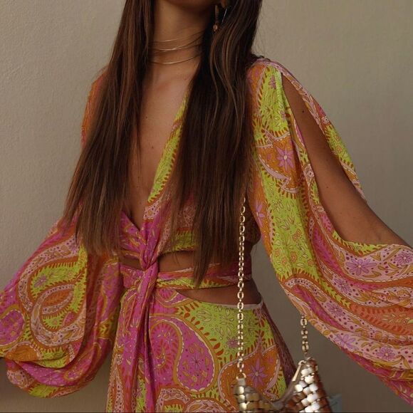 Zara Cut Out Printed Dress New - Picture 6 of 13